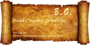 Bodánszki Orbán névjegykártya